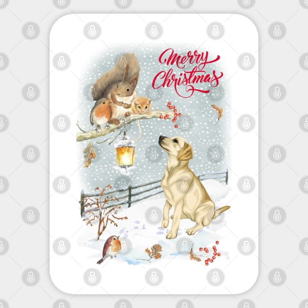 Yellow Labrador Retriever Dog Christmas Sticker by Puppy Eyes